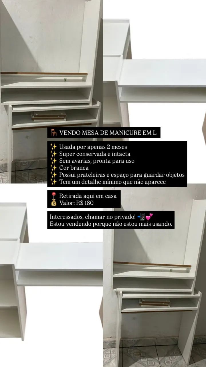 Mesa de manicure em formato L