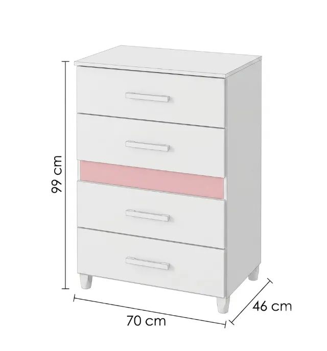 Cômoda 4 Gavetas Branco Rosa Nova 70cm em MDP - Foto 5