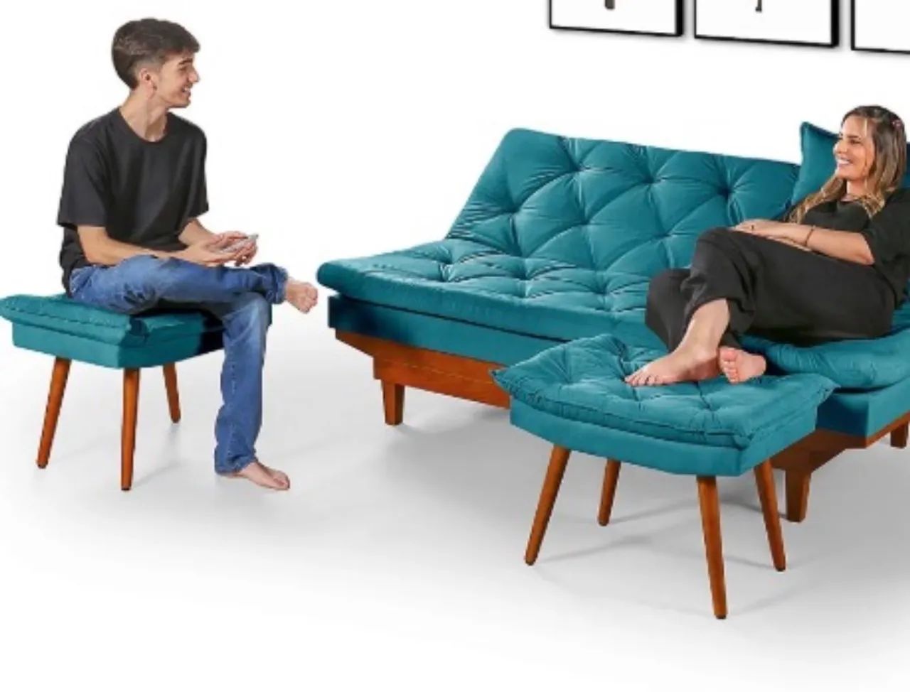 Sofá cama casal 3 lugares com duas banquetas - Foto 2