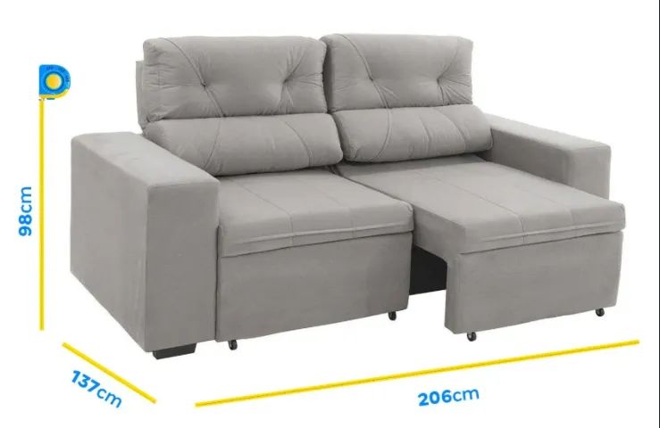 Sofá 3 Lugares Retrátil e Reclinável Seminovo - Phormatta Evolution SMP - Foto 5