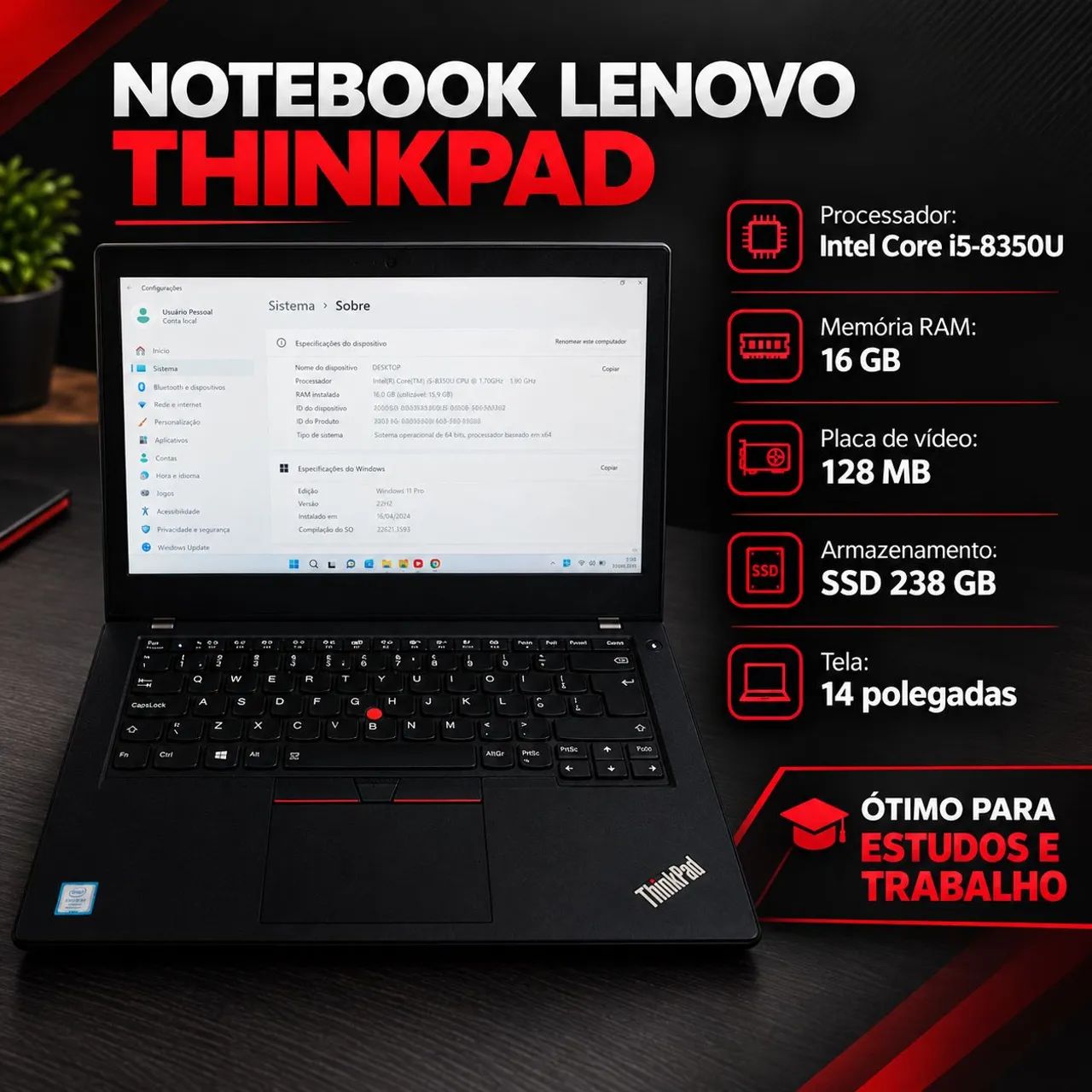 Notebook Lenovo T480 - Foto 4