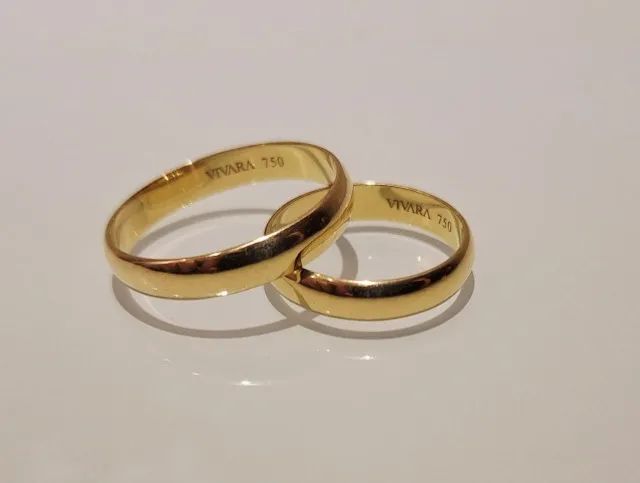 Par Alianças Vivara Ouro Amarelo 18k 750 4mm Originais (Na loja +12 mil)