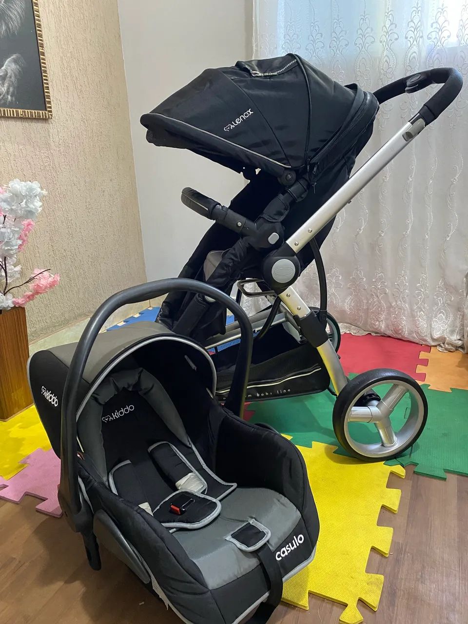 Carrinho kiddo com bebê conforto  - Foto 3