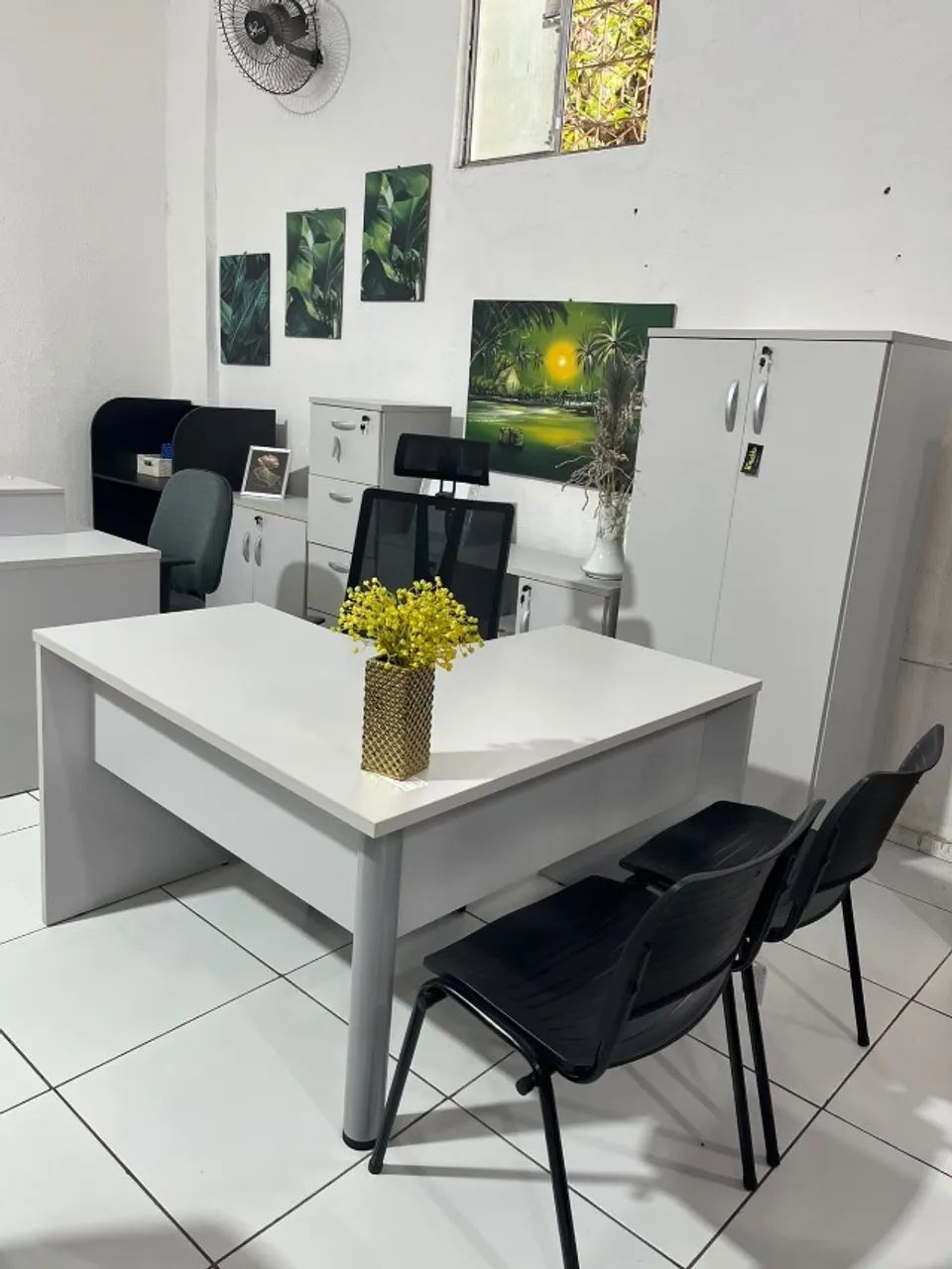 Móveis escritório cinza cristal