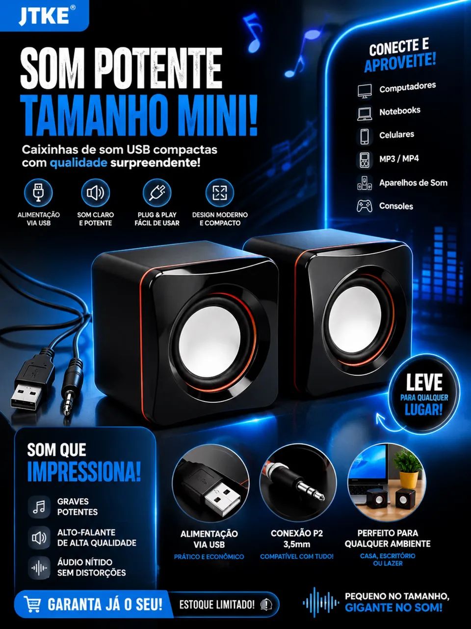 Caixa de som pc notebook 