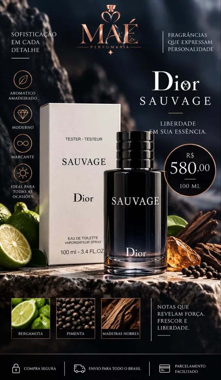 Perfume masculino original Sauvage Dior 100ml - Beleza e Cuidados