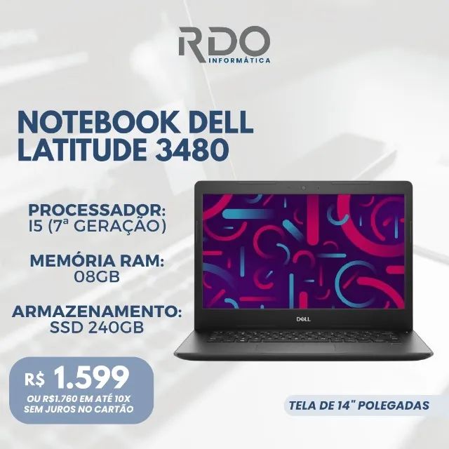 Notebook Dell Latitude 3480 - I5 7ª - 08GB RAM - SSD 240GB