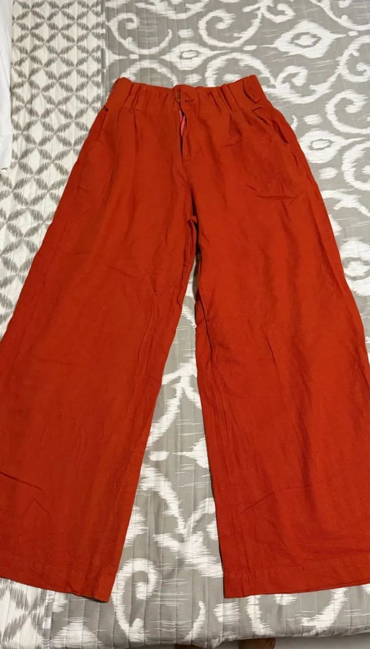 Calça pantalona linho M