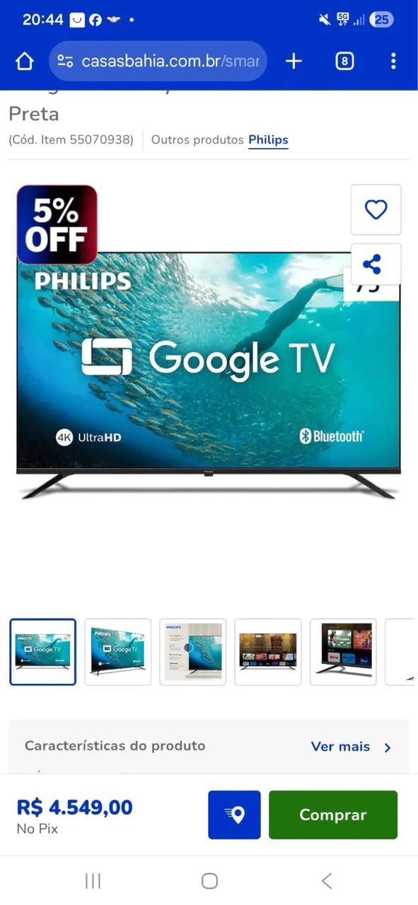Tv Philips 75 polegadas 4k lacrada com nota fiscal 