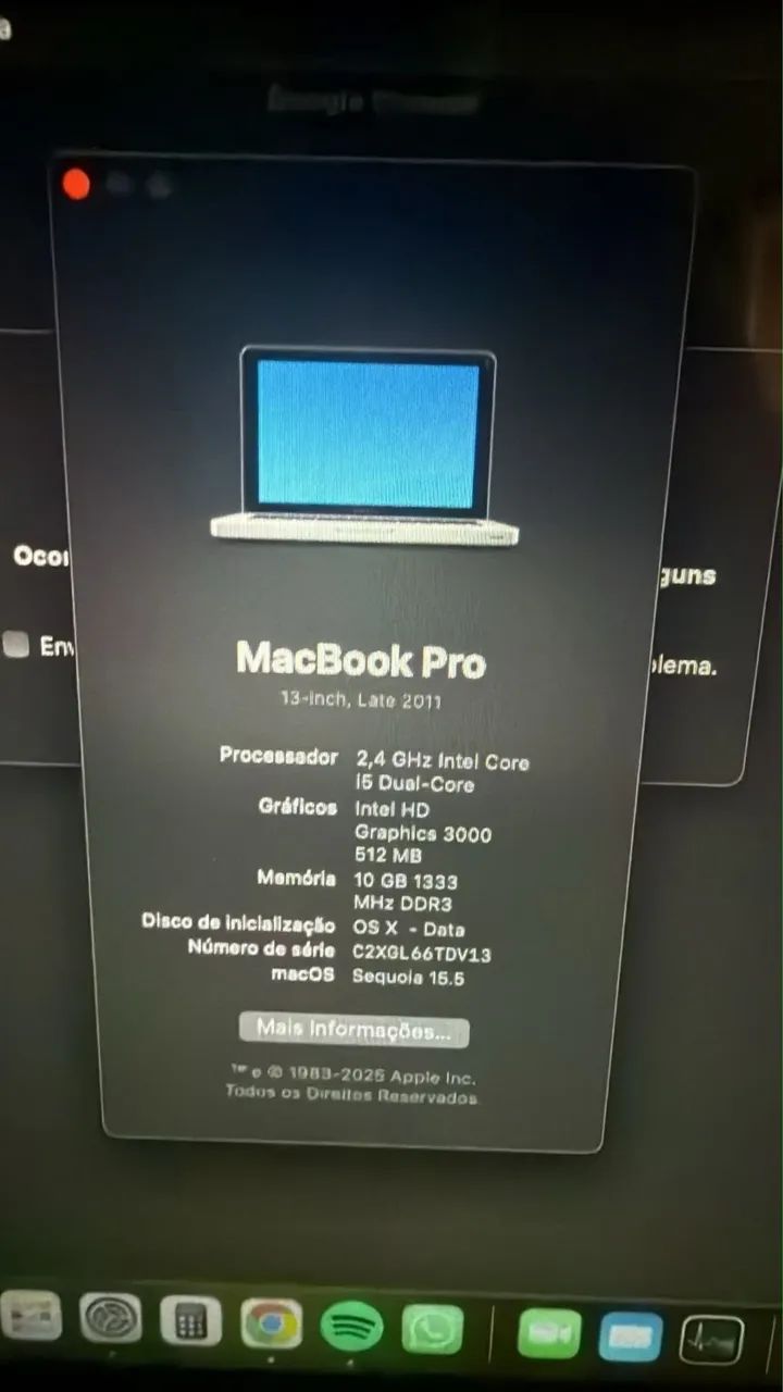MACBOOK PRO 2011 10 GB RAM 500GB HD E 120GB SSD - Notebooks - Park
