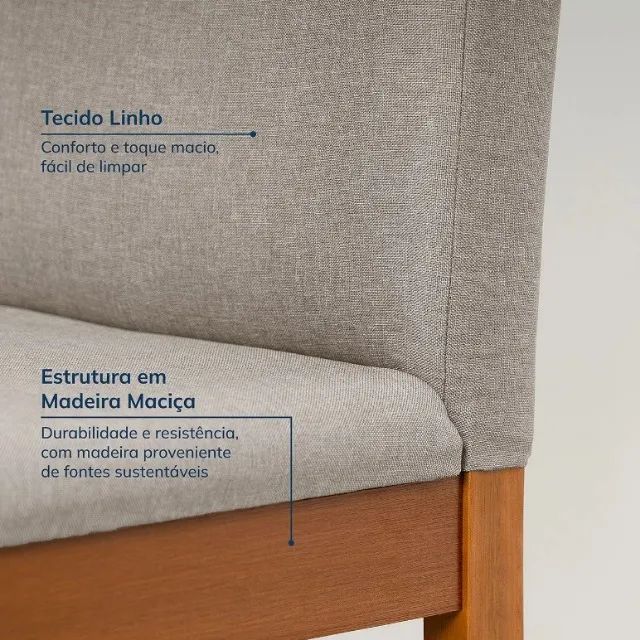 Conjunto 8 cadeiras de jantar Tiê Maxx Bege / Amendoa - Foto 4