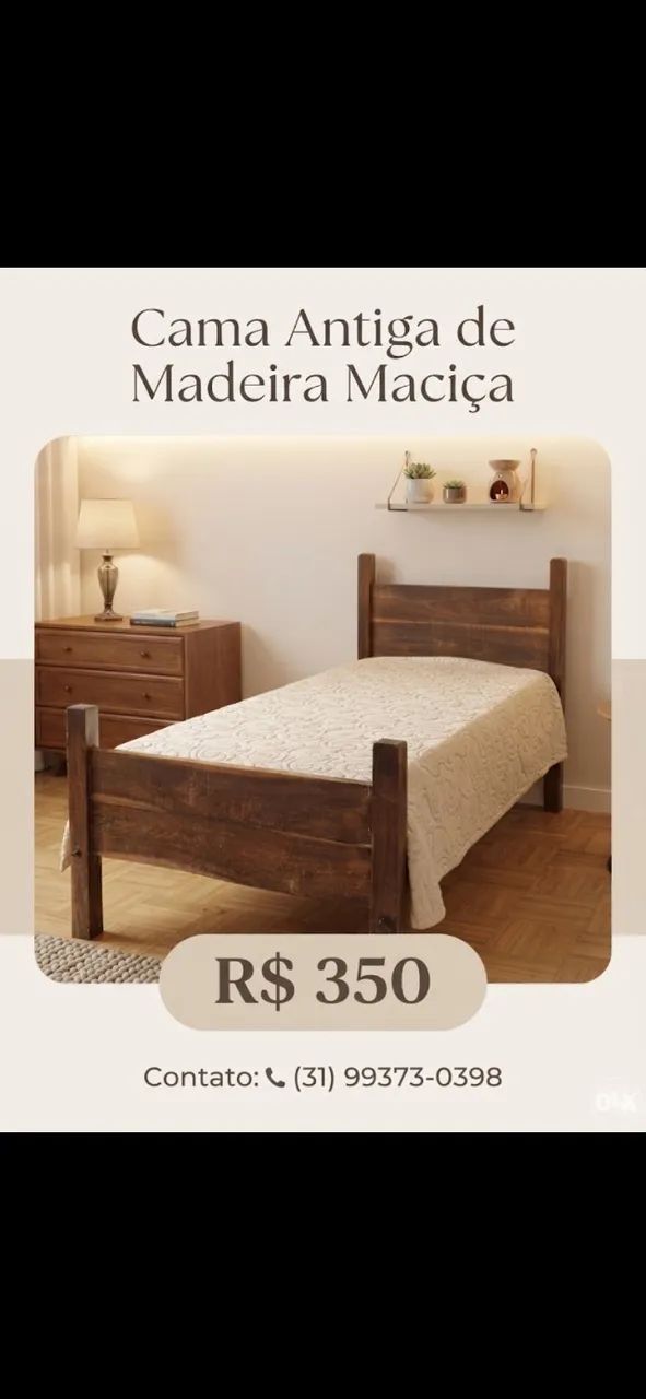 Cama de solteiro madeira maciça 