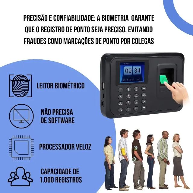 Relógio de Ponto Biométrico Impressão Digital Eletrônico - ECOODA - Foto 2