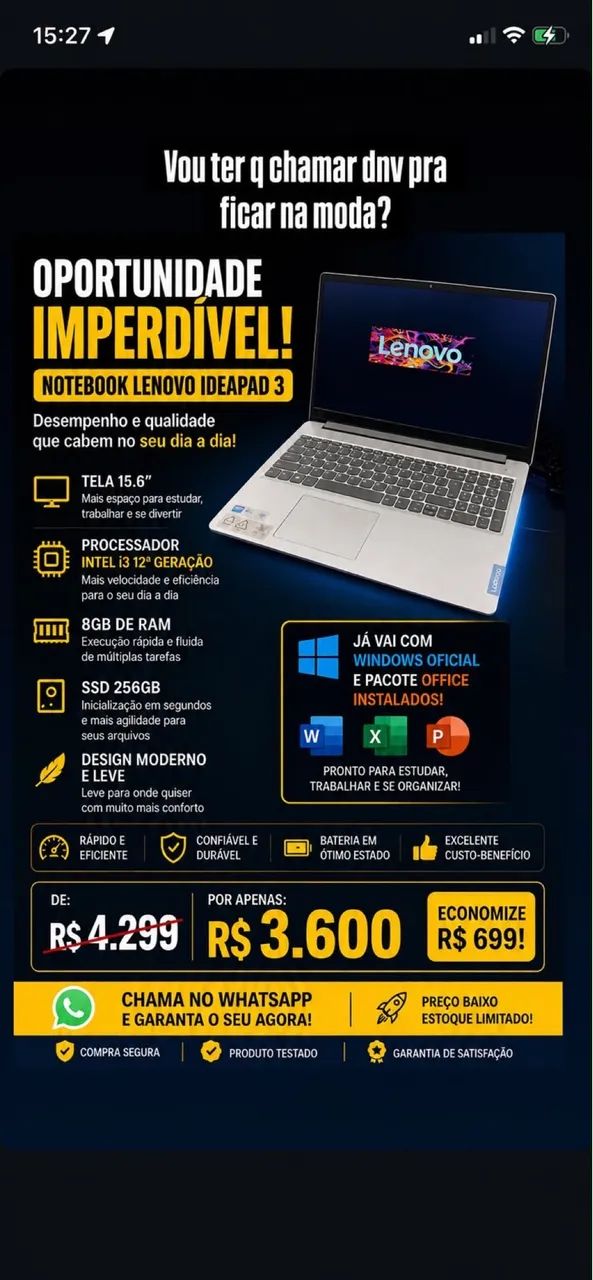 Notebook Lenovo 12ª geração  - Foto 2