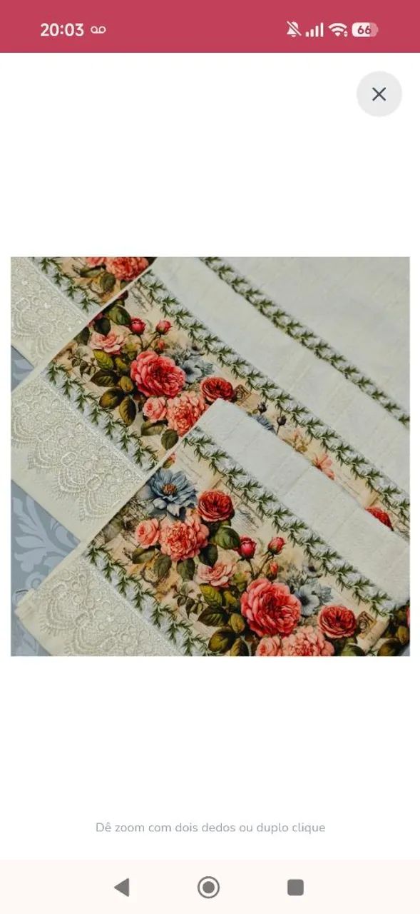 Jogo de 3 Toalhas Decoradas com Rosas e Renda - Foto 2
