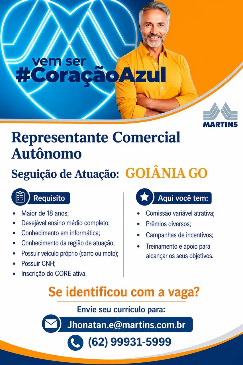 Vaga para Representante Comercial Autônomo 