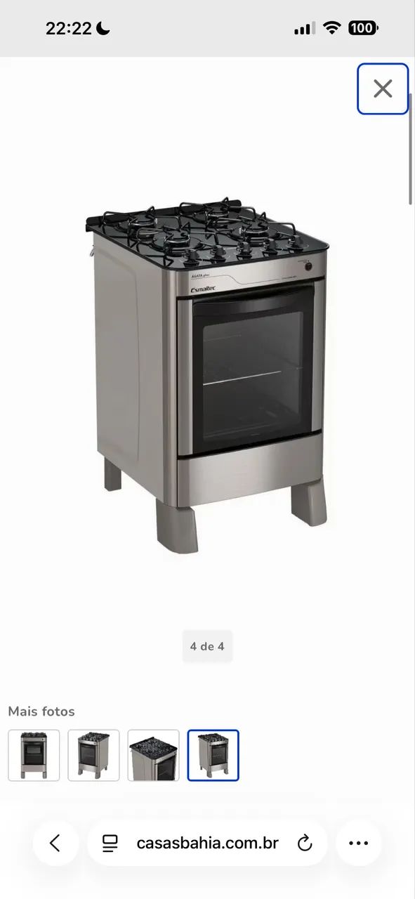 Fogão de Piso 4 Bocas com Acendimento Automático