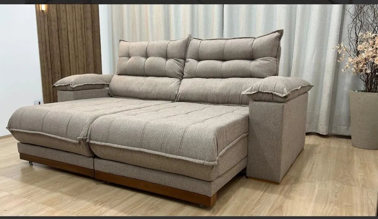 Sofá reclinável linho 30cm pilowtop 