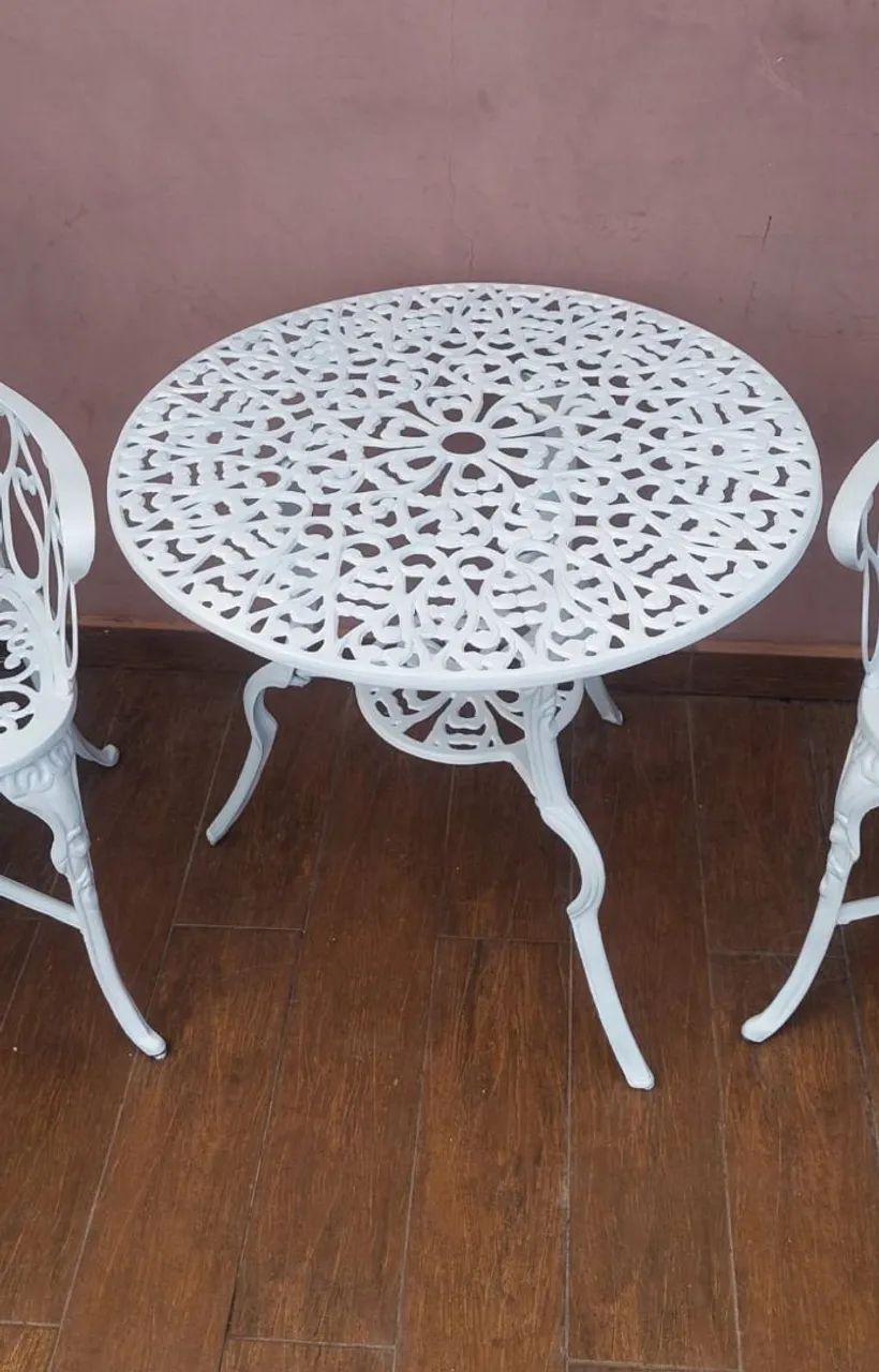 Conjunto de mesa com 2 cadeiras de jardim de alumínio  - Foto 4