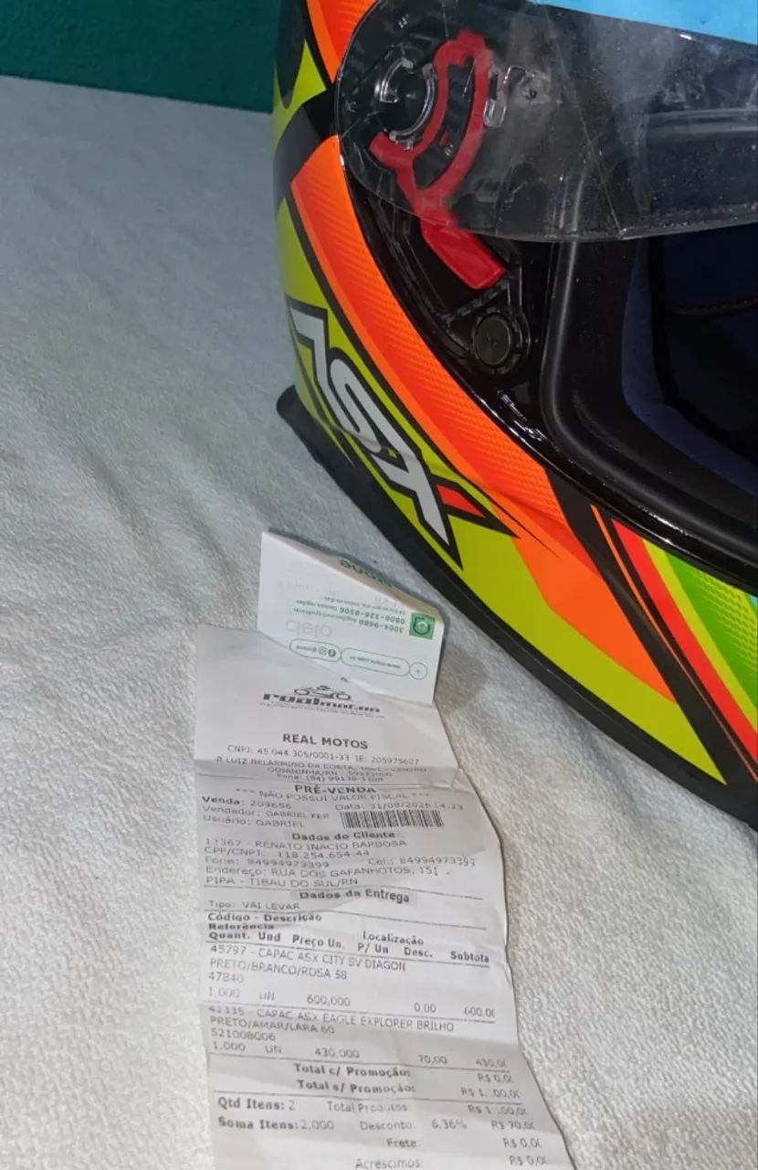 CAPACETE, MARCA ASX, MASCULINO,   NA CAIXA
