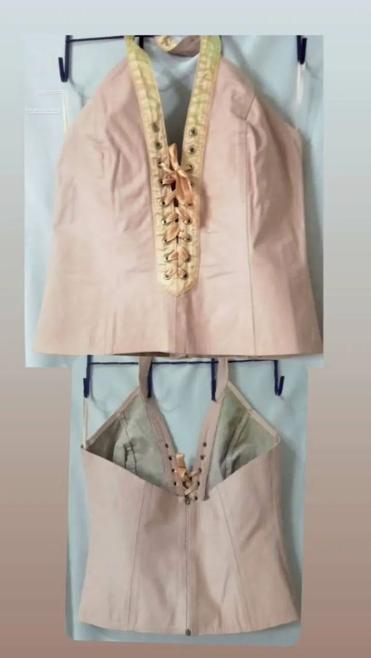 Croped de couro legítimo 