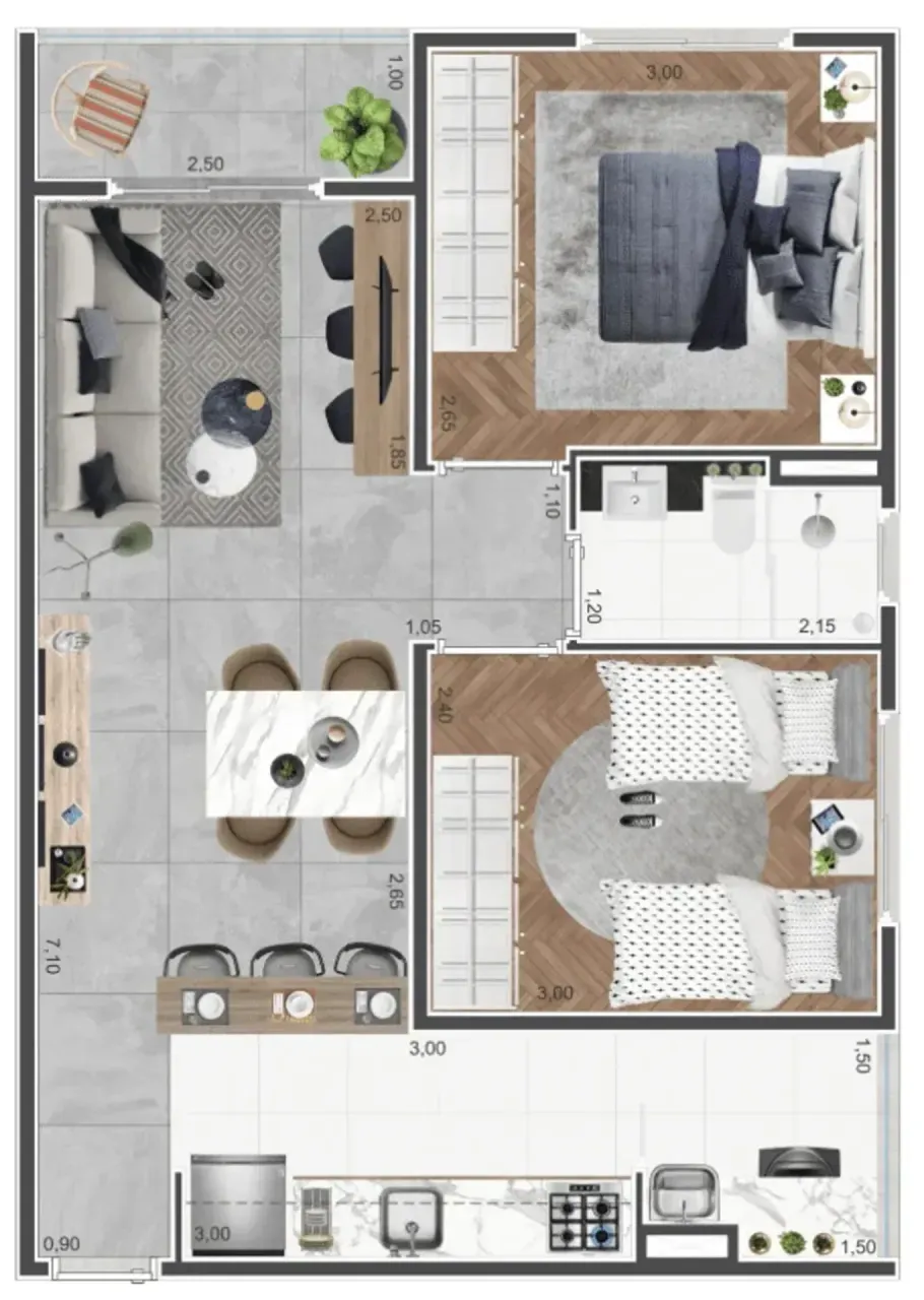 PLANTA 47m²