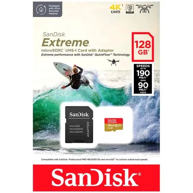 Cartão de Memória SanDisk Extreme microSDXC 128GB 190-90MB - Foto 4