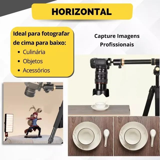 TRIPÉ PROFISSIONAL COM BRAÇO HORIZONTAL ALUMÍNIO - Foto 4