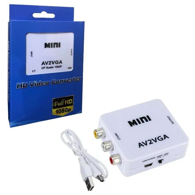 Mini Av2vga Conversor De Vídeo Conversor Caixa Av Rca Cvbs - Foto 2
