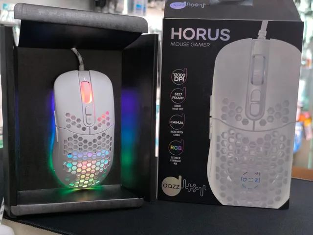 Mouse Horus USB 2.0 12.000 DPI Branco - Foto 4