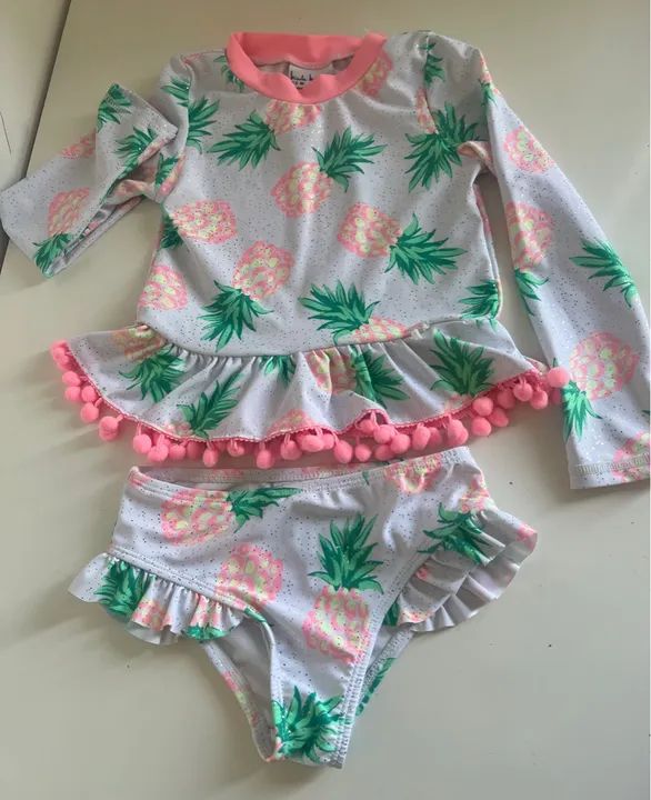 Conjunto Infantil Praia Biquíni Manga Longa E Calcinha Menina  - Foto 5