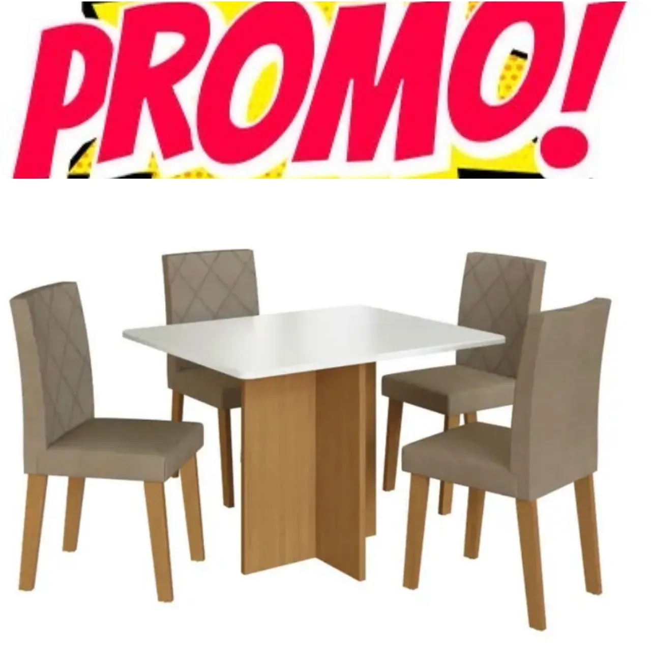 Super oferta mesa com 4 cadeiras em mdf acolchoadas 