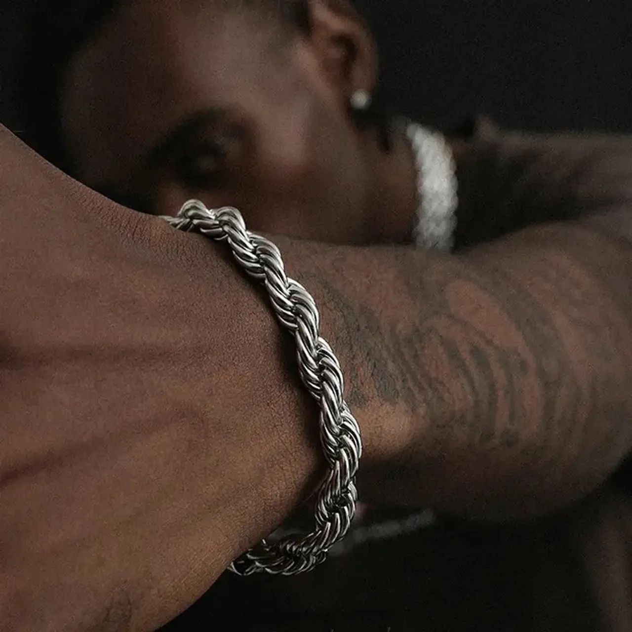 Pulseira Cordão Baiano em Aço Inoxidável 316L 21 CM - Foto 4