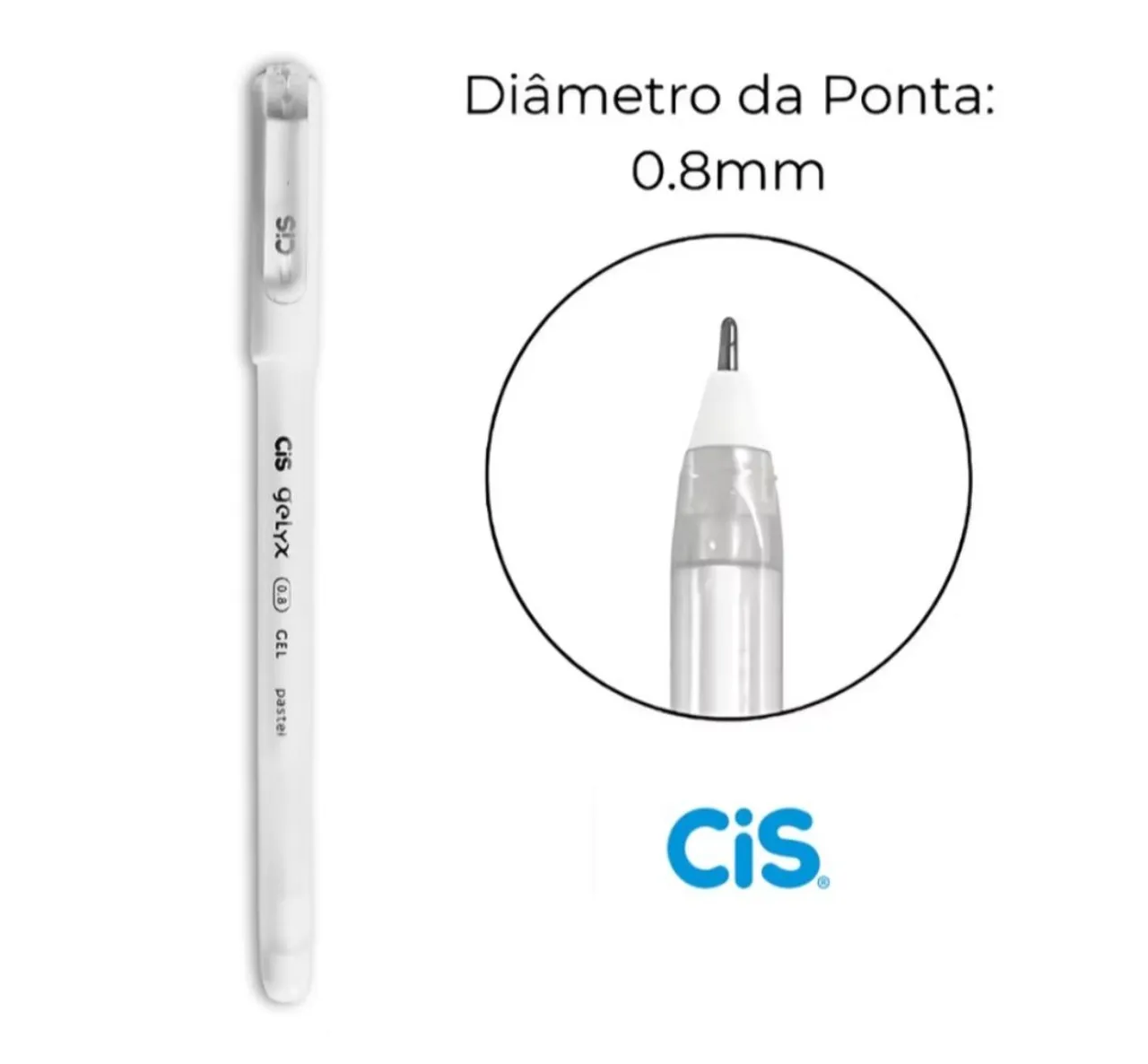 Caneta Branca Gel Cis 0.8mm