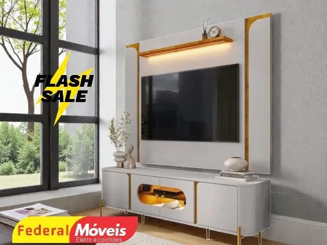Rack e painel OFF WHITE com LED MAIS VENDIDO