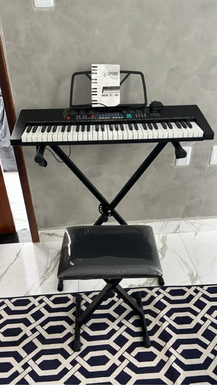 Teclado Musical Completo com Banqueta e Suporte