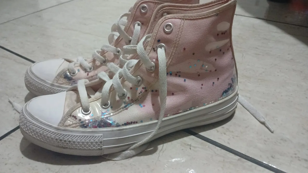 Tênis Converse Infantil Rosa com Glitter