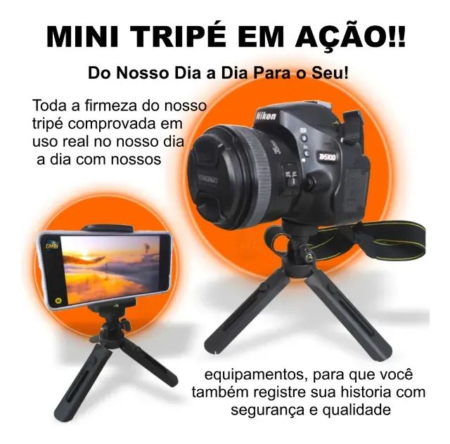 Mini Tripe Articulado Celular Câmera Self Ajuste De Altura Preto - Foto 2