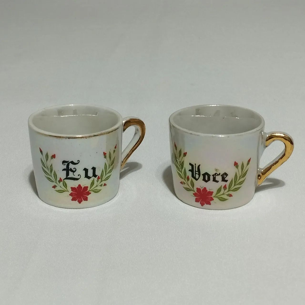 Par de xícaras de chá Românticas porcelana SANTA ROSA