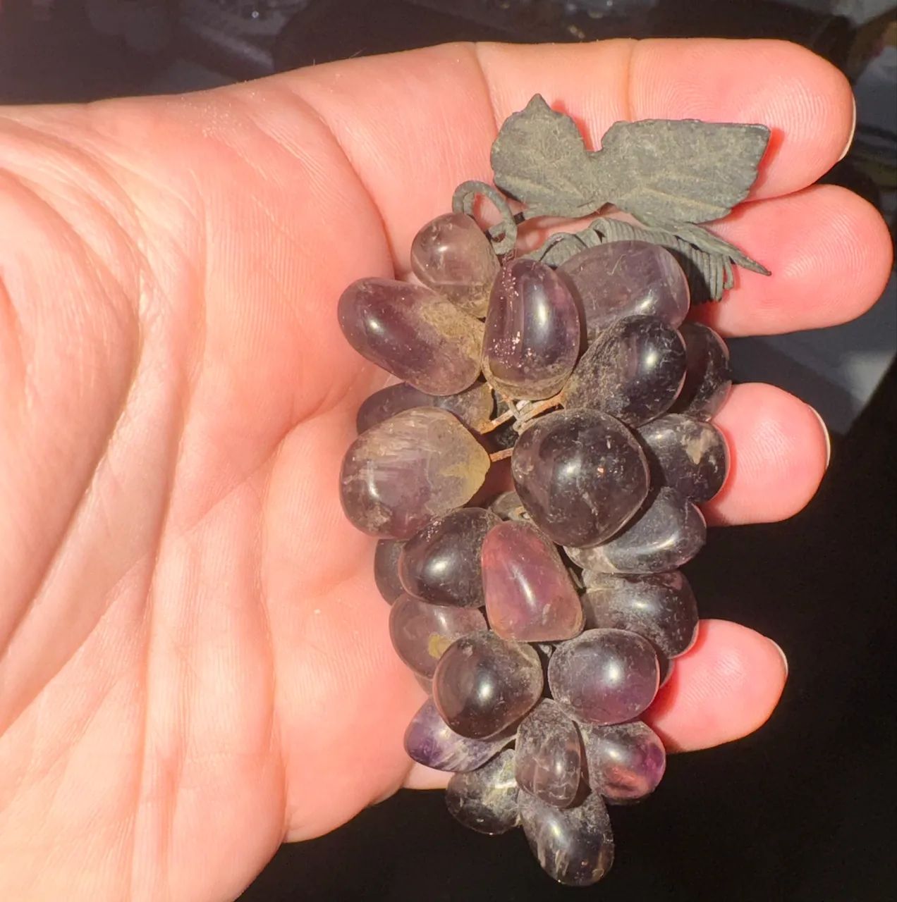 Cacho de uva de cristal para enfeite antigo 