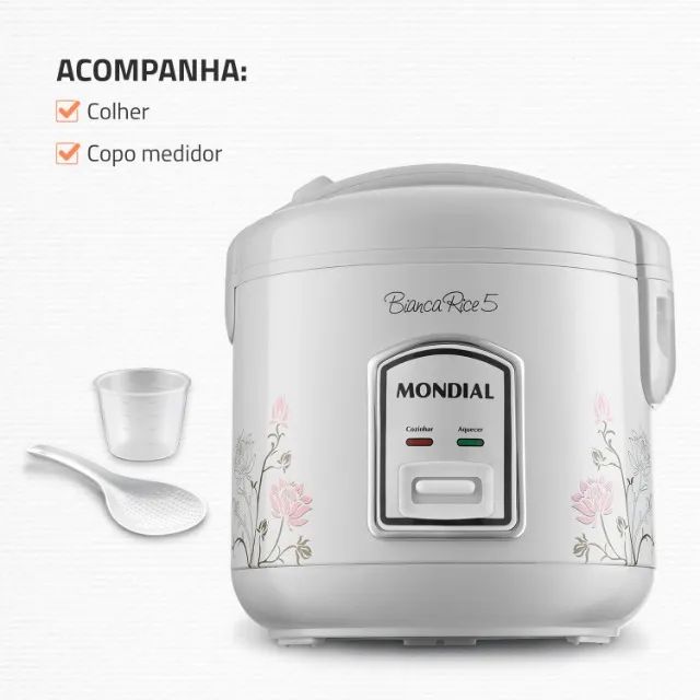 Panela Elétrica de Arroz Mondial Bianca Rice NPE-05 5 Xícaras - Branca - 110V  R$ 125,00
