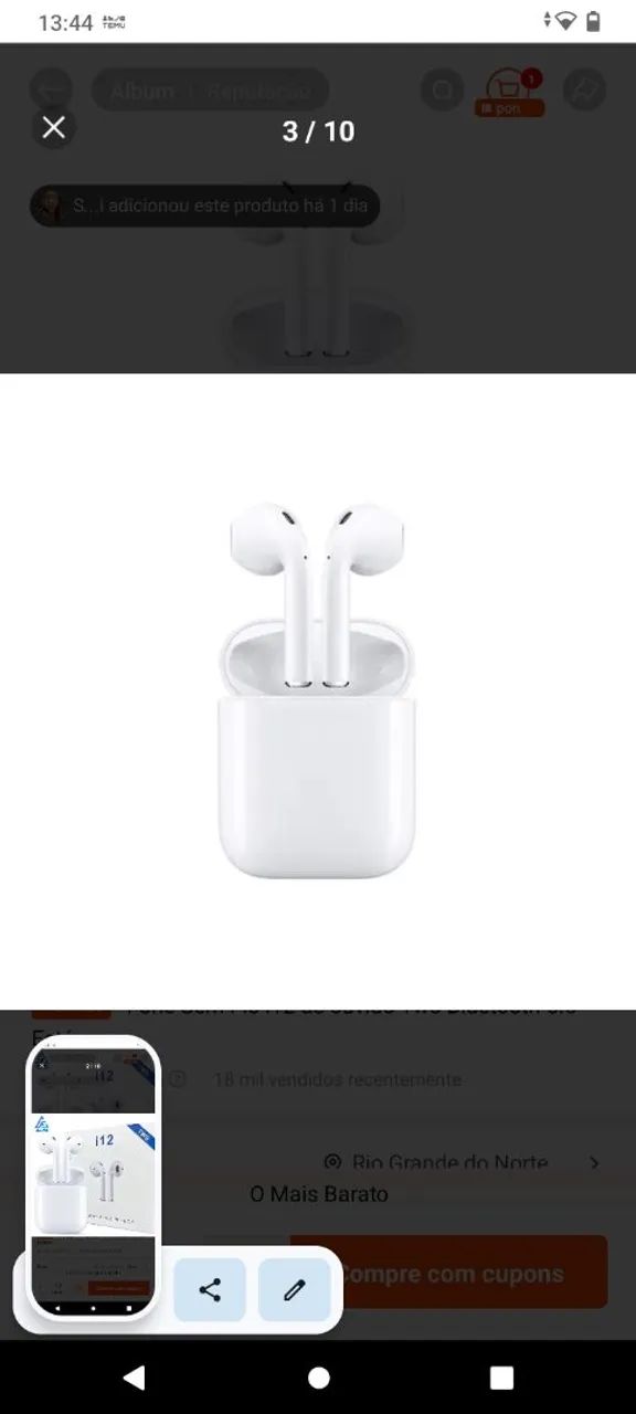 Fone de Ouvido Bluetooth i12 TWS - Novo - Foto 2