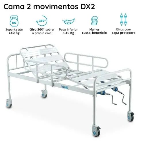 Cama Hospitalar DX2 2 Movimentos até 180 Kg Dellamed