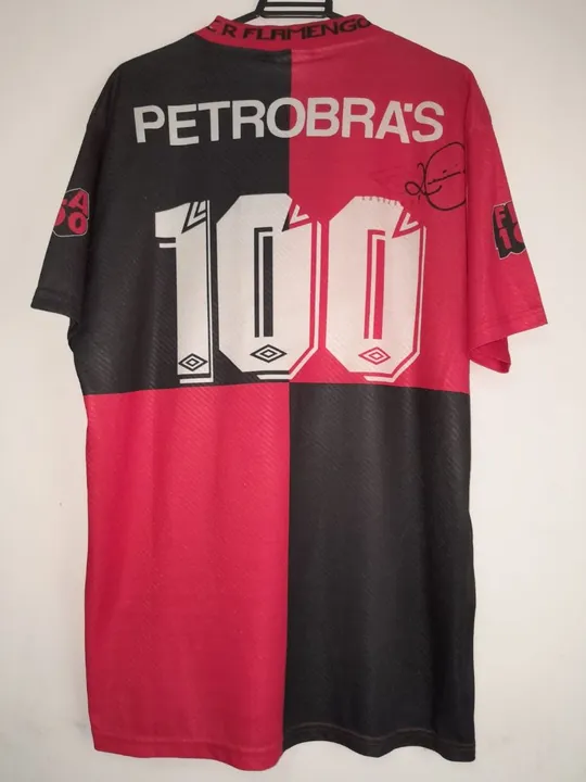 Camisa Centenário Flamengo 1995 #100 Romário Autografada
