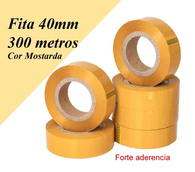 Fita Adesiva Durex Larga 300m Mostarda Grande Embalar Caixas e Encomendas