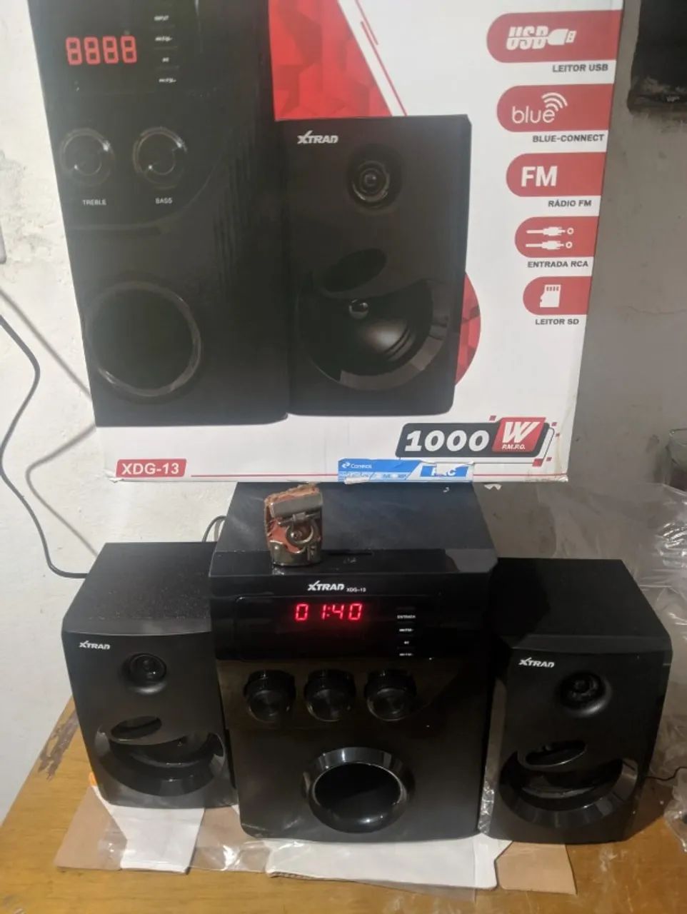 sistem   subwoofer som  saída e entrada de áudio fm bluetooth sd usb perfeito 