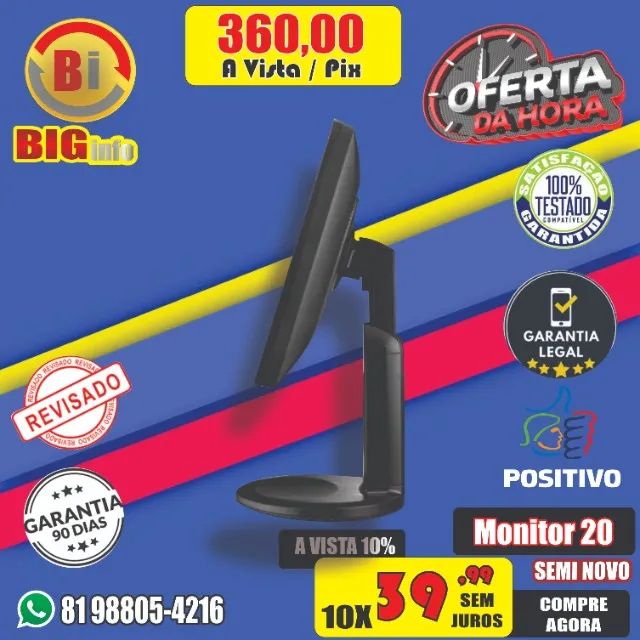 Monitor Led Positivo E2011PX 20? Wide Base Regulável - Garantia  - Foto 2