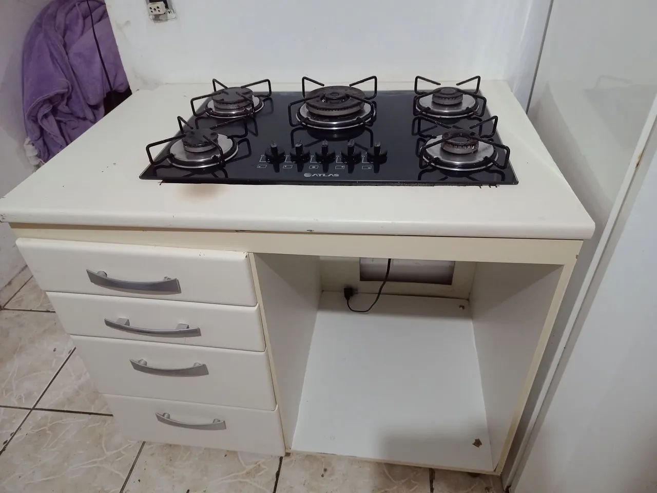 Cooktop 5 bocas com elétrico Atlas + Sugar - Excelente estado 