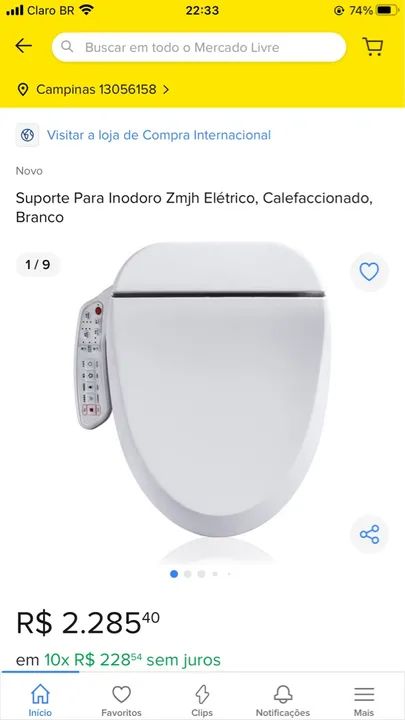 Assento sanitário elétrico 