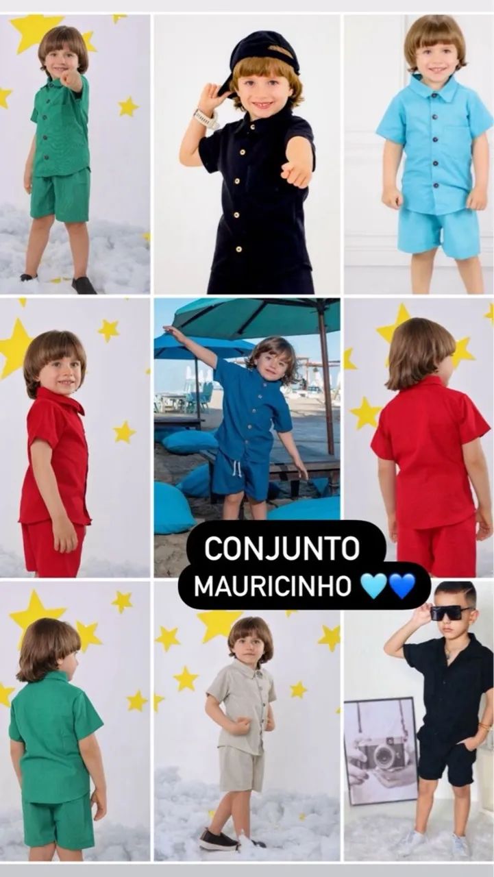 Conjunto mauricinho - Camisa e short - 2 a 8 anos - Foto 3